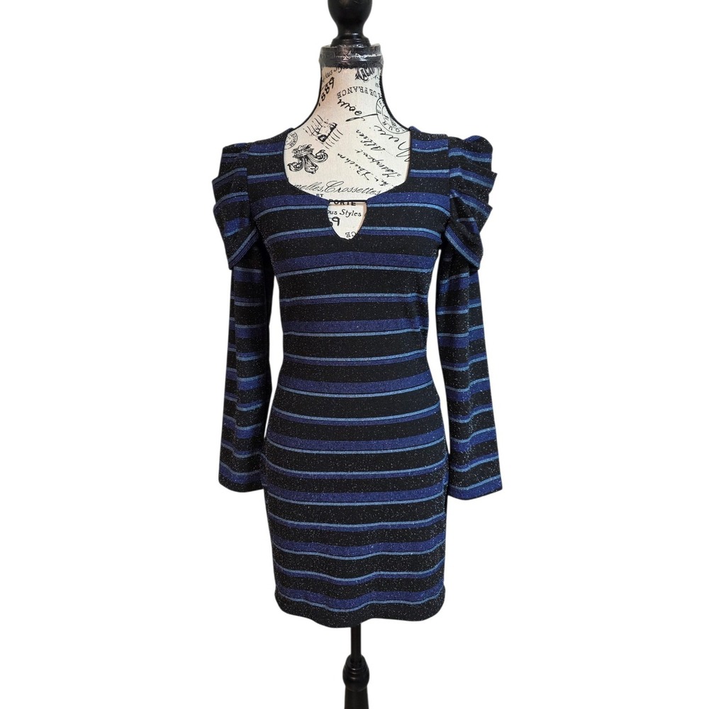 MC Company Brazil Metallic Puff Shoulder Bodycon‎ Dress - TAM 38 / US S/M (READ)